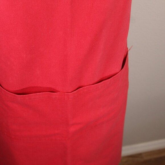 Apron-Williams Sonoma Chef Apron Classic Solid Red Cotton Twill Adult with logo - Picture 3 of 6